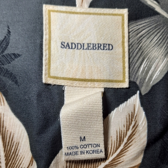 Hawaii Style Short Sleeve Button-up Shirt Men's M Black/Tan Saddlebred One Pkt. - Picture 2 of 5